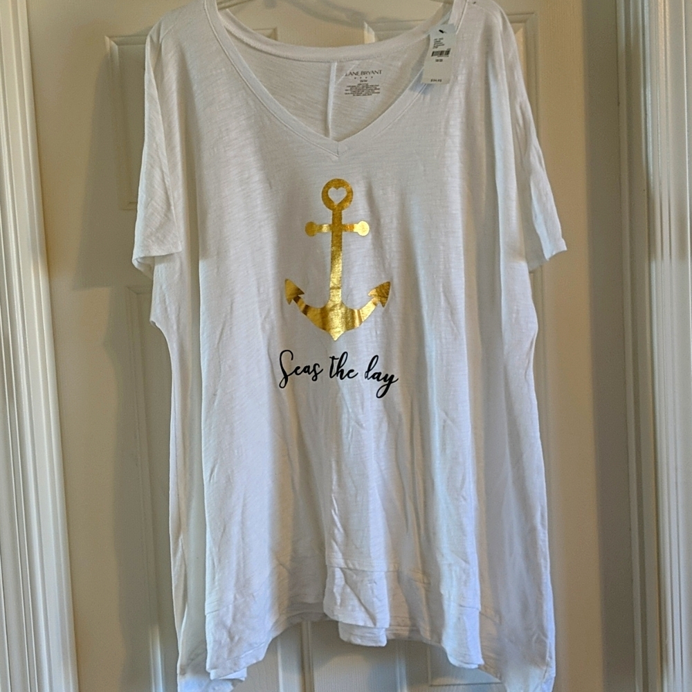 NWT Lane Bryant 18/20 white anchor top